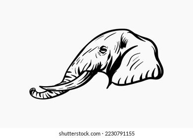 Logo de la cabeza de elefante dibujado a mano