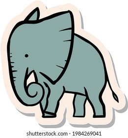 Hand drawn elephant in sticker style vector illustration
