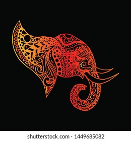Hand drawn elephant. Zentangle Art.
