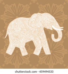 Hand drawn elephant . Zentangle style. Vector illustration animal for anti stress coloring page, design, t-shirt design etc.