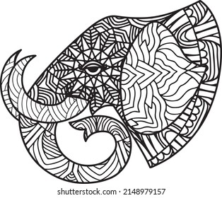 hand drawn elephants head coloring page