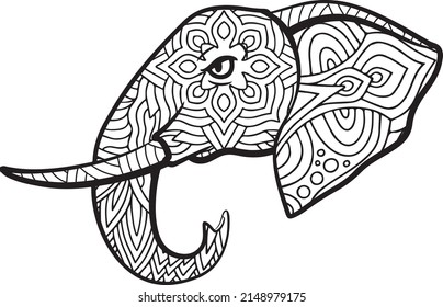 hand drawn elephants head coloring page
