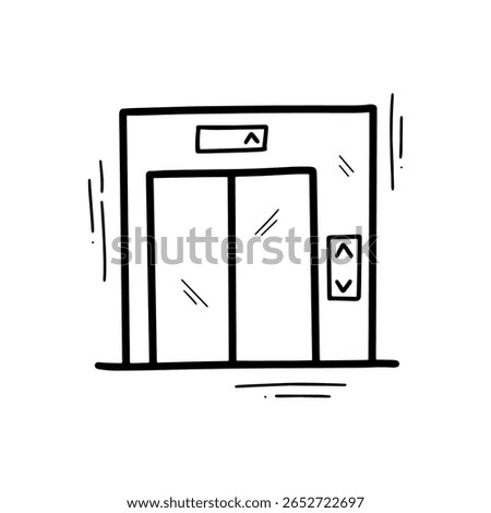 Hand Drawn Elevator Illustration. Doodle Vector. Isolated on White Background - EPS 10 Vector