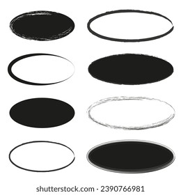 Hand drawn ellipse doodles. Vector illustration. EPS 10.