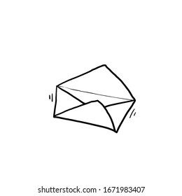 icono de correo electrónico dibujado a mano. Servicios de correo de sobres. Mensaje de contactos enviar carta de doodle aislado