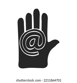 Hand drawn Hand with email vector illustration