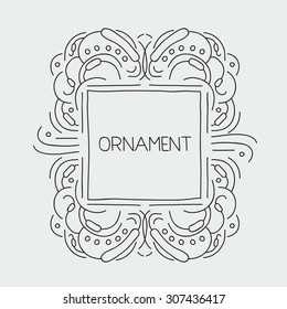 Hand drawn emblem abstract template Elegant linear logo outline elegant calligraphic monogram.