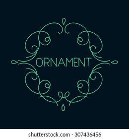 Hand drawn emblem abstract template Elegant linear logo outline elegant calligraphic monogram.