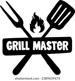 Hand drawn emblem, sticker with Grill Master lettering.