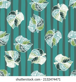Hand drawn embroidery monstera leaves tropical seamless pattern. Palm leaf endless wallpaper. Creative exotic hawaiian jungle backdrop. Rainforest endless background. Design for fabric, textile print