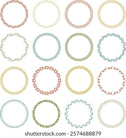 Hand drawn embroidery stitch round frames