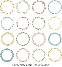 hand drawn embroidery stitch vintage vector circle frames 