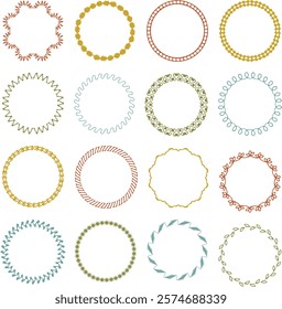 Hand drawn embroidery stitched circle frames