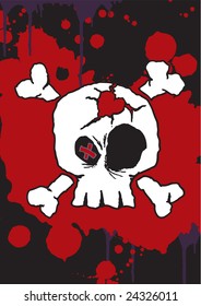 Hand drawn Emo skull vector on grunge background