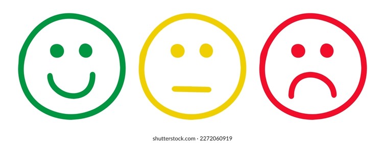 Hand drawn emoji face icons design collection. Good and bad mood expression symbol.