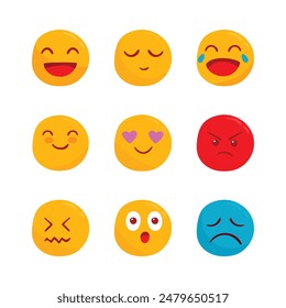 Hand drawn emojis set on white background
