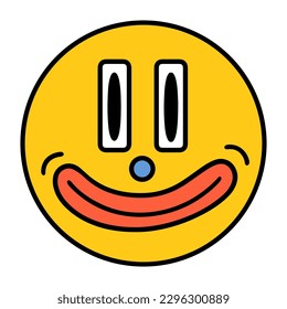 Hand drawn emoticon illustration, cartoon, vintage style. poster, t-shirt print, sticker, logo design 02