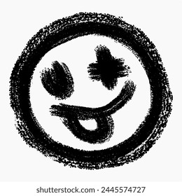 Hand drawn emoticon paint brush stroke