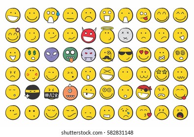 Hand drawn emoticon set