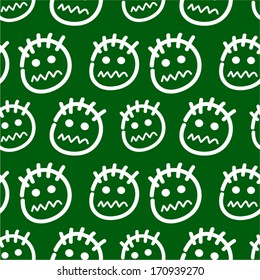 Hand drawn emoticons. Seamless pattern. 