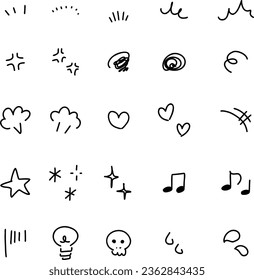 Hand Drawn Emotion Embellishment Comic Icon Set