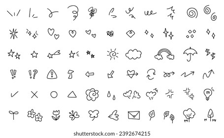 Hand drawn emotion icons set Cartoon effect vector