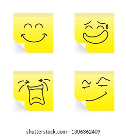 hand drawn emotion on paper stickers vector 