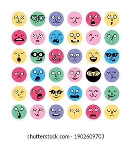 Hand Drawn Emotional Cartoon Faces Doodle Stock Vector (Royalty Free ...