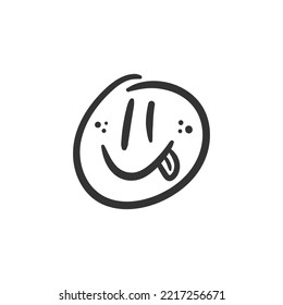 Hand drawn emotional face vector icon. Emoji face flat sign design. Smiley linear symbol pictogram