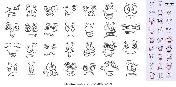 Hand Drawn Emotions Set Expressive Eyes Stock Vector (Royalty Free ...