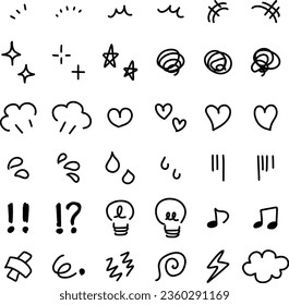 Hand Drawn Emotive Manga Icon Set