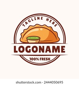 Hand drawn empanada logo template Suitable for restaurant and cafe