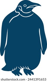 Hand drawn Emperor penguin silhouette illustration
