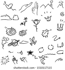 Hand drawn emphasis elements collection with doodle style