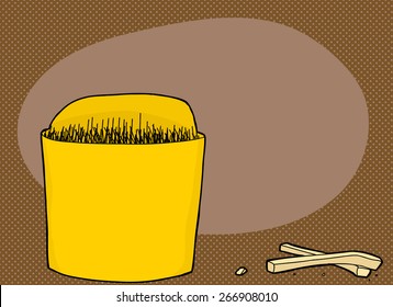 Hand drawn empty cartoon french fries container illustration