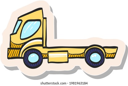 Hand drawn Empty container lift truck icon in sticker style vector illustration