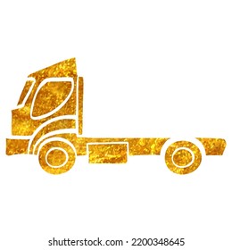 Hand Drawn Empty Container Lift Truck Icon In Gold Foil Texture Vector Illustration