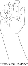 Mano dibujada mano a mano. Contorno vacío aislado en fondo blanco. Esbozo femenino dibujado a mano. Borde negro sobre fondo blanco. Ilustración del vector