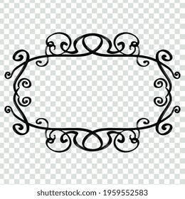 Hand drawn empty frame. Decorative element in doodle style for your using everywhere you want. Vector image, isolated on checked background. 