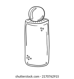 Hand drawn empty glass perfume bottle isolated on a white background. Doodle, simple outline illustration. It can be used for decoration of textile, paper.