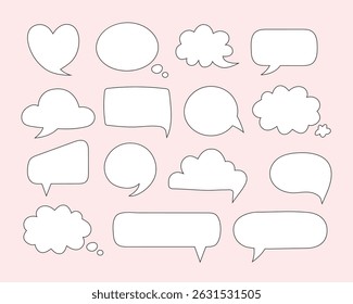 Hand drawn empty speech bubble collection. 