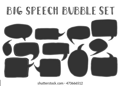 Hand drawn empty speech bubbles isolated on background. Vector illustration.