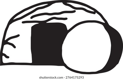 Hand drawn empty tomb with the stone rolled away symbolizing resurrection