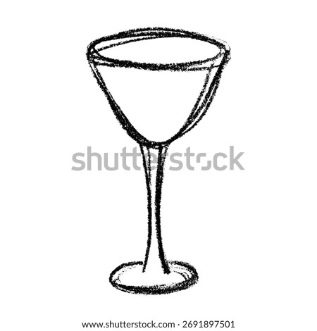 Hand drawn empty wine glass Alcohol drink clipart in doodle style Single element for print, web, design, decor Happy New Year 2026