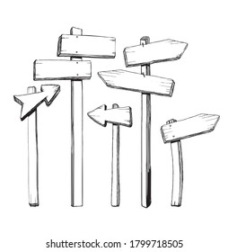 Handgezeichnet und leer, Holztafeln. Vektorgrafik-Skizze.