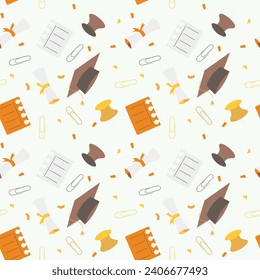 Hand drawn end of school seamless pattern. Vector illustration.