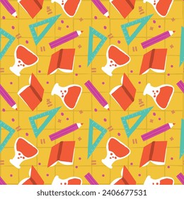 Hand drawn end of school seamless pattern. Vector illustration.