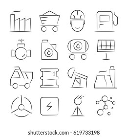 hand drawn energy icon set