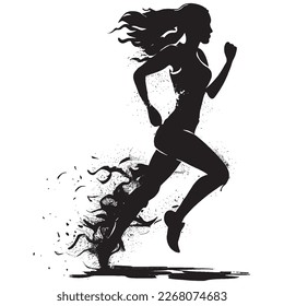 Silhouette run woman. Silhouette woman run vector illustration