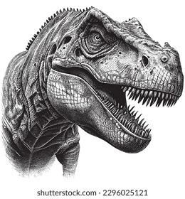 Hand Drawn Engraving Pen and Ink T-Rex Vintage Vector Illustration